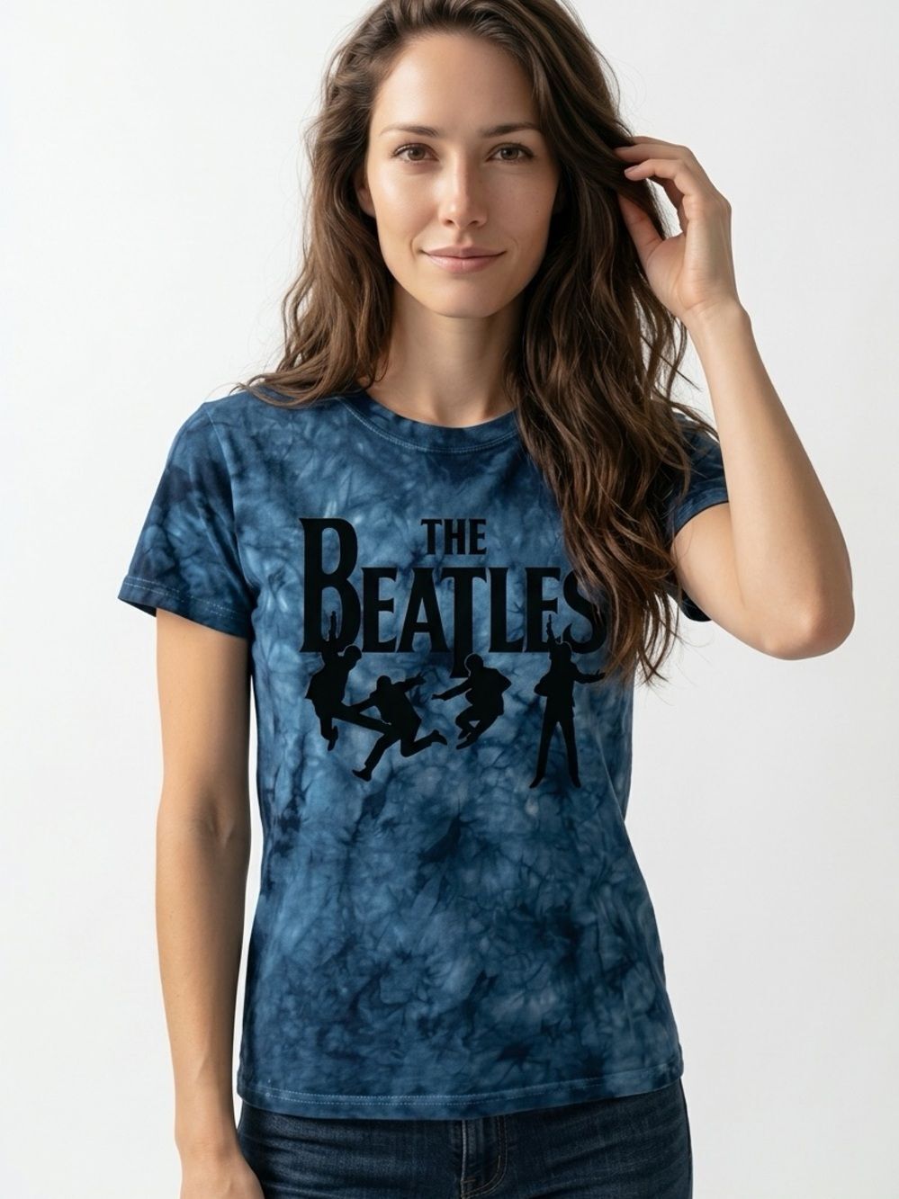 LIQUID BLUE | BEATLES Blue Tie Dye Graphic Band Tee Short Sleeve Size Medium